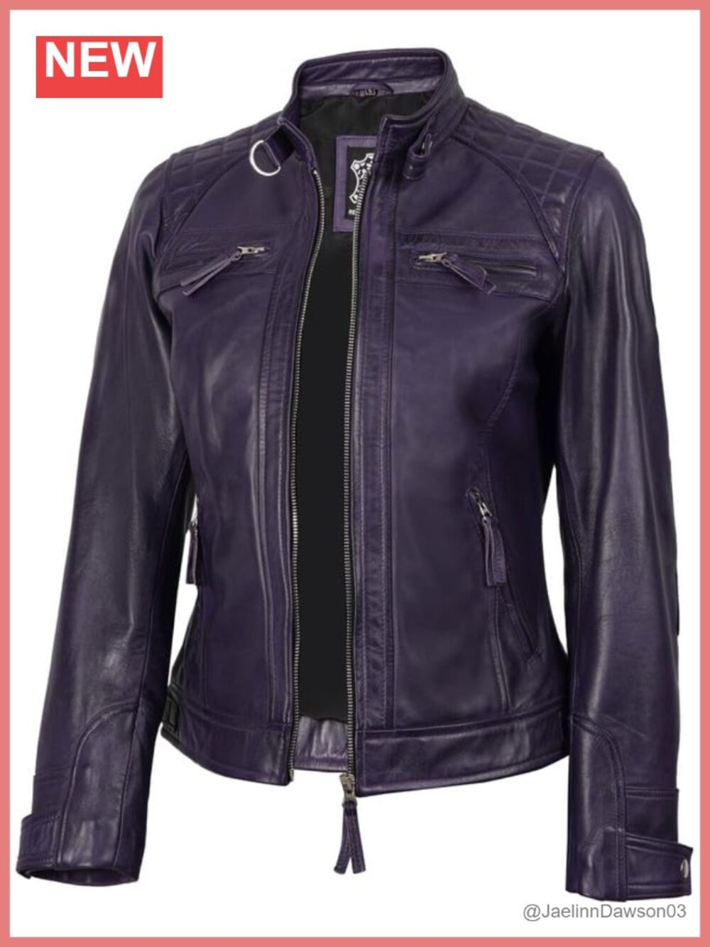 Lambskin Leather Jacket Quilted Cafe Racer Biker Fitted Coat